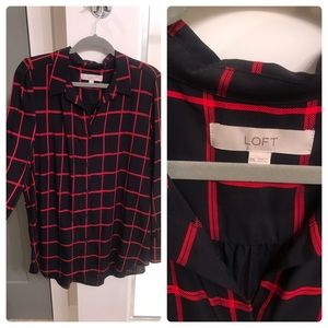 Navy and red long sleeve loft top